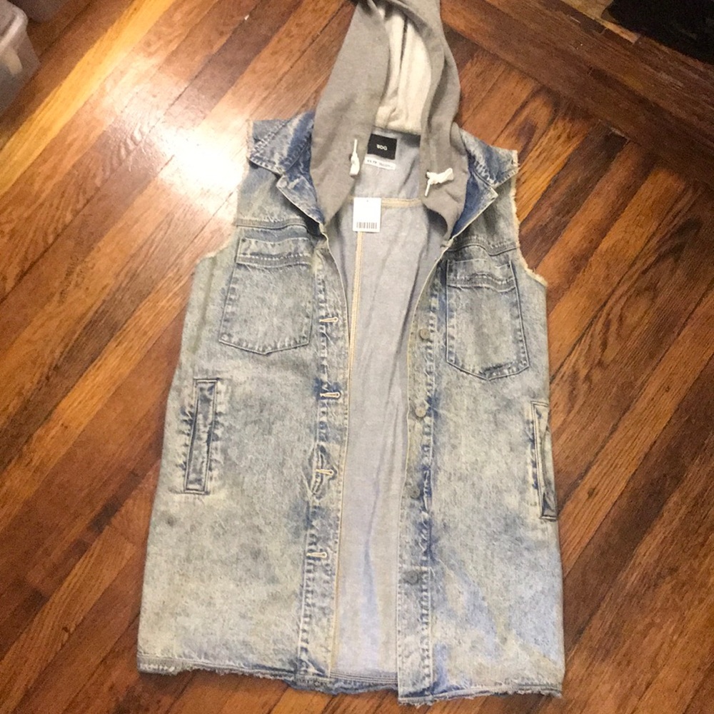 Long Hooded Jean vest